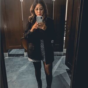 Women's Black and White Tweed Shorts